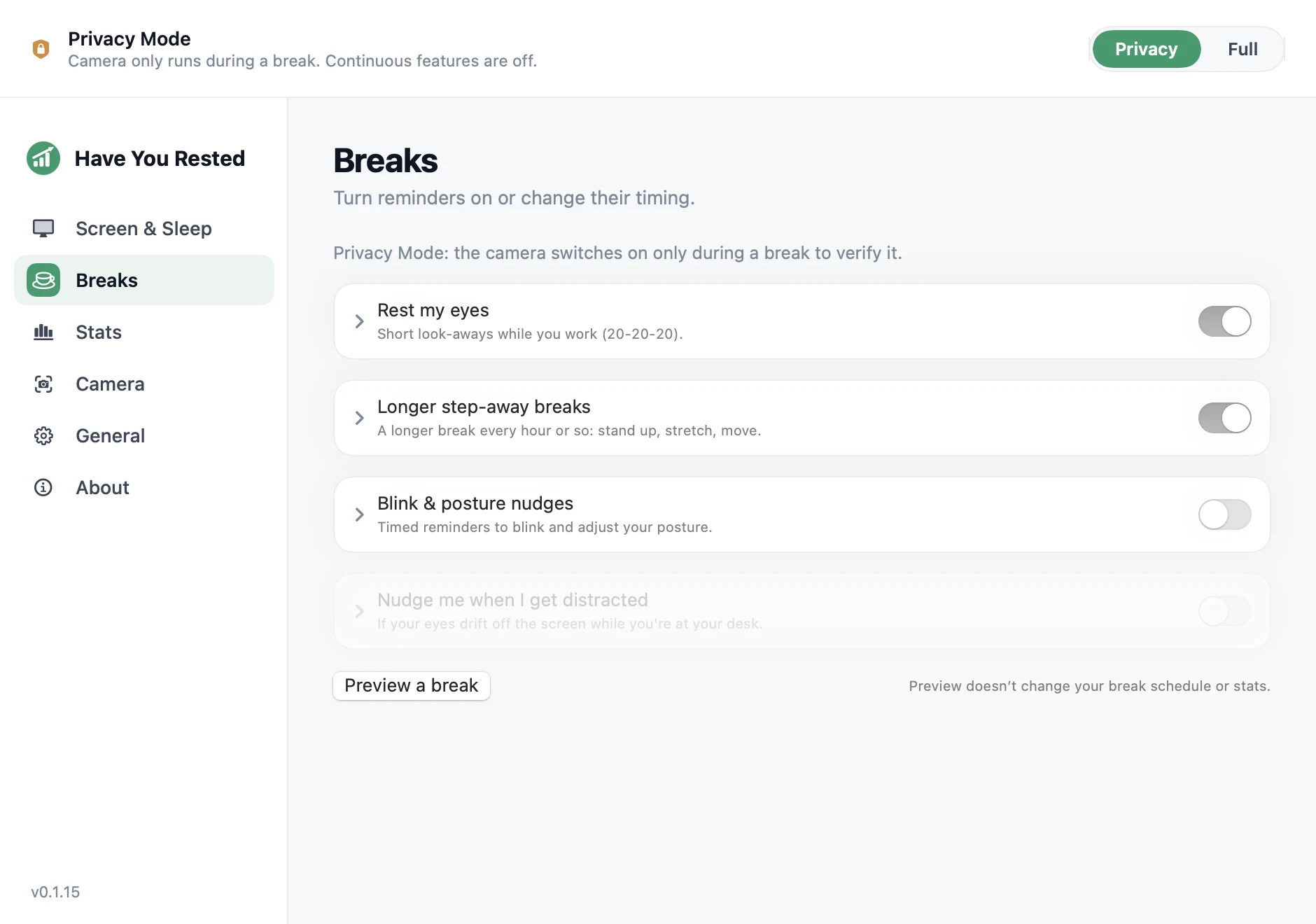 Real Have You Rested Breaks settings